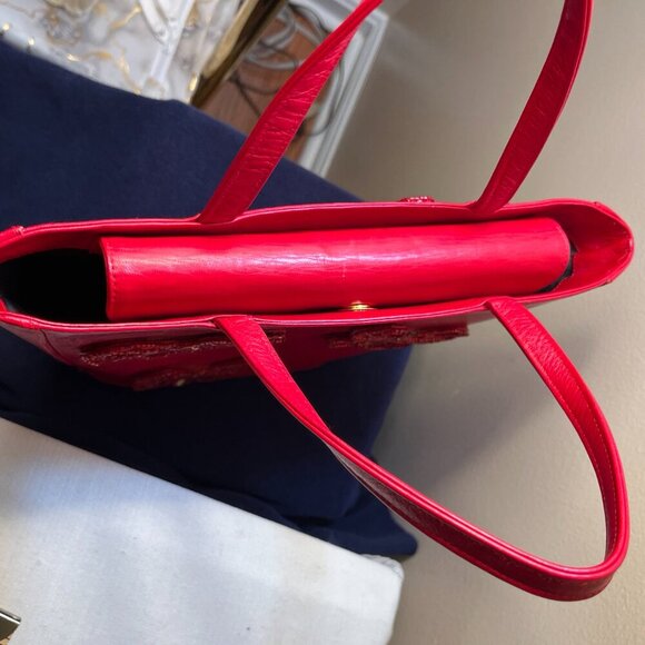 Stuart Weitzman Papillion Red Leather Handbag - Picture 6 of 14